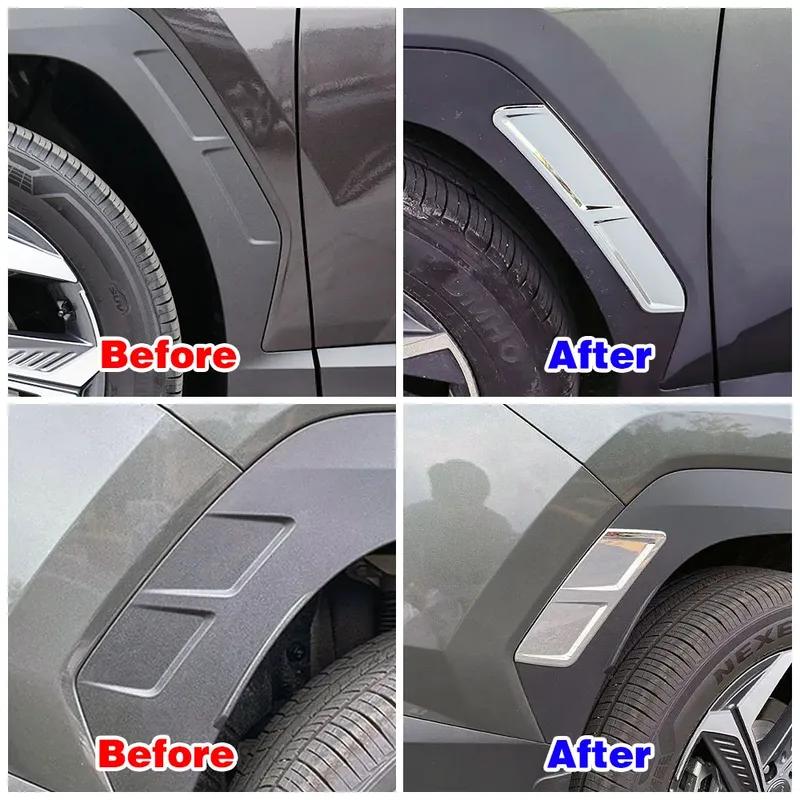 För Hyundai Tucson NX4 Bil Krom Styling Hjulbrynsvinge Stänkskärm Dekorationsskydd Trim Garnering Klistermärke Anti-repa