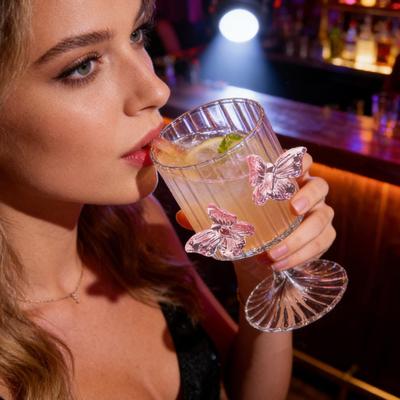3D Butterfly Wine Glasses 250ml High Borosilicate Glass Heat Cold Resistant Wine Cup Cocktail Glassware