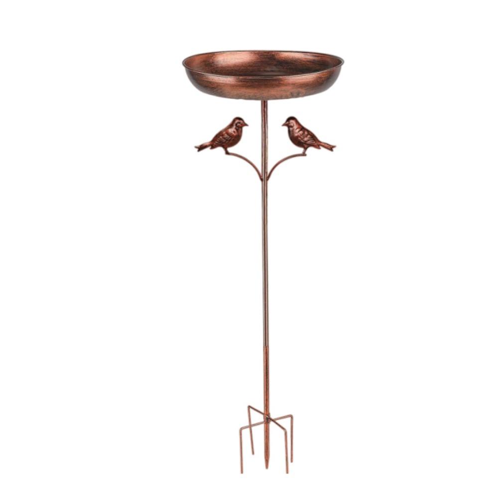 

Rustproof Metal Iron Bird Bath Feeder 5 Claw Ground Plug Bird Feeding Station Patio Yard бронзовий