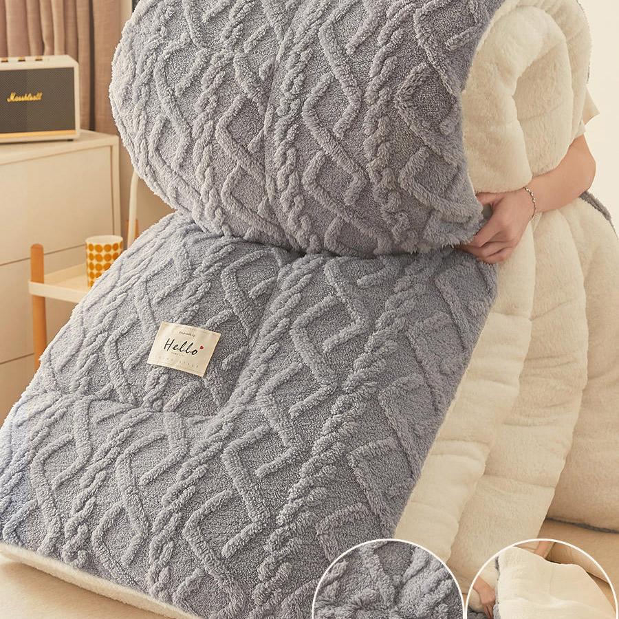 Double-sided lamb velvet quilt winter thickened warm coral velvet comforter dormitory student quilt spring autumn cotton blanket