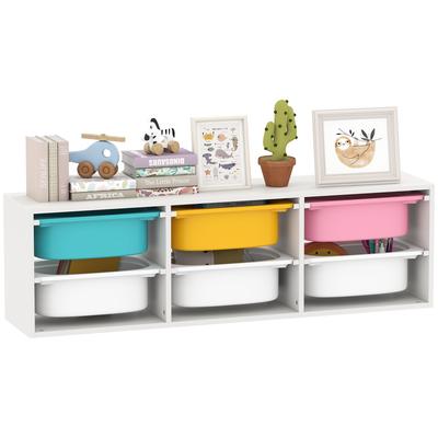 Low Height 2 Tiers Storage Organiser Kids Toy Storage Unit With 6 Removable Bins For Bedroom Nursery Playroom