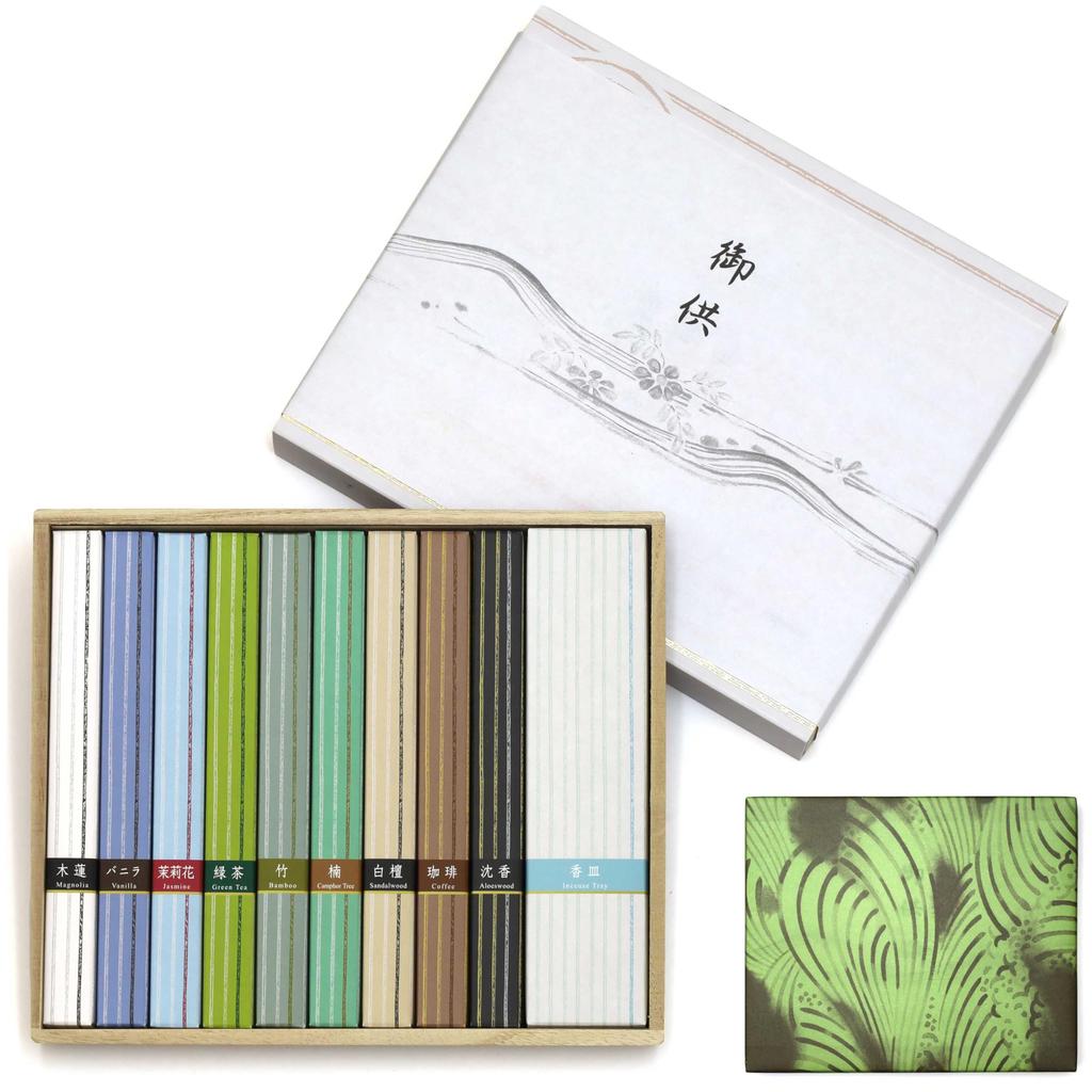 Sympathy Incense Gifts 9 with Inner Made In Low Incense for Buddhist Memorial First and 49th Day [Stone Garden, Types, Sandalwood, Wrapping] Japan,
