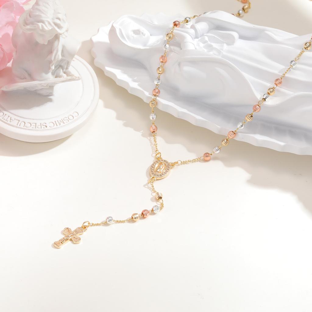 Jungfrau Maria/Hl. Benedikt Rosenkranz Halskette für Frauen, Unsere Liebe Frau von Guadalupe Jesus Kreuz Y Halskette Christlicher Schmuck
