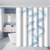 Watercolor Light Blue Fish School Shower Curtain 1Pc With 12 Hooks For Bathroom Home Decor Polyester 70.8X70.8 Inch
