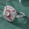 Luxuriöser eingelegter Weiß-Rosa Zirkonia Damenring Strahlendes Kupferfarben Geometrisch Tägliches Tragen Party Schmuck Jahrestagsgeschenk