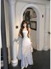 Versatile Blue Spaghetti Strap Dress: Sweet & Spicy Waist-Cinching A-Line Summer Design