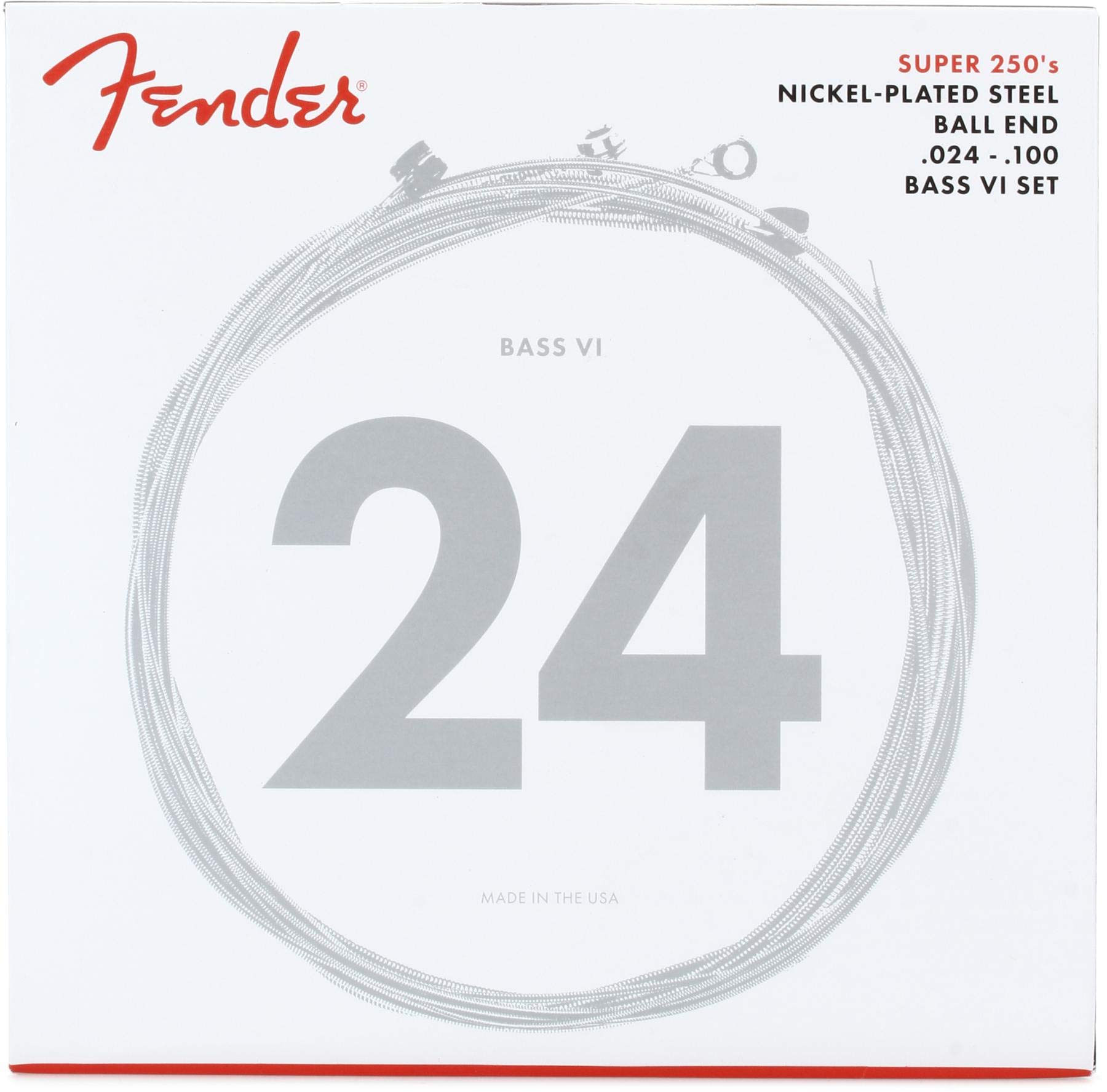 

Fender Electric Bass Strings Super 250 Guitar Nickel Plated Ball 250B6 BASS VI Strings, Steel, End, .024-.084