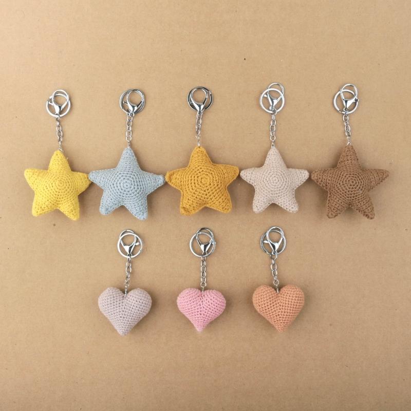 Crocheted Keyrings Star Key Holder Handbag Pendants Charm Jewelry for Women Girl