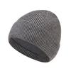 Men Hat Winter Warm Wool Knit Hat Solid Color Thickened Velvet Lining Hat Outdoor Sports Skiing Cycling Hat