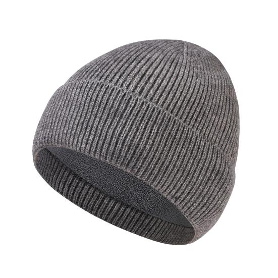 Men Hat Winter Warm Wool Knit Hat Solid Color Thickened Velvet Lining Hat Outdoor Sports Skiing Cycling Hat