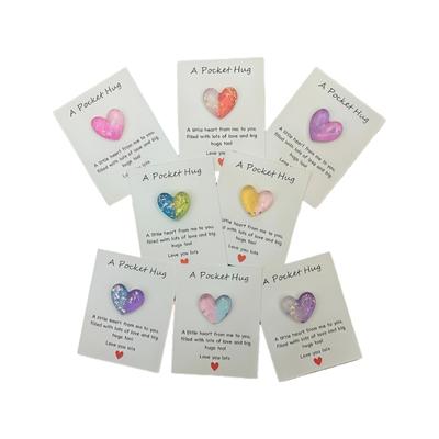 Set of 8 Bright Resin Heart Shape Gift Cards Unique Holiday Present Ideal for Loves Note and Party Favors