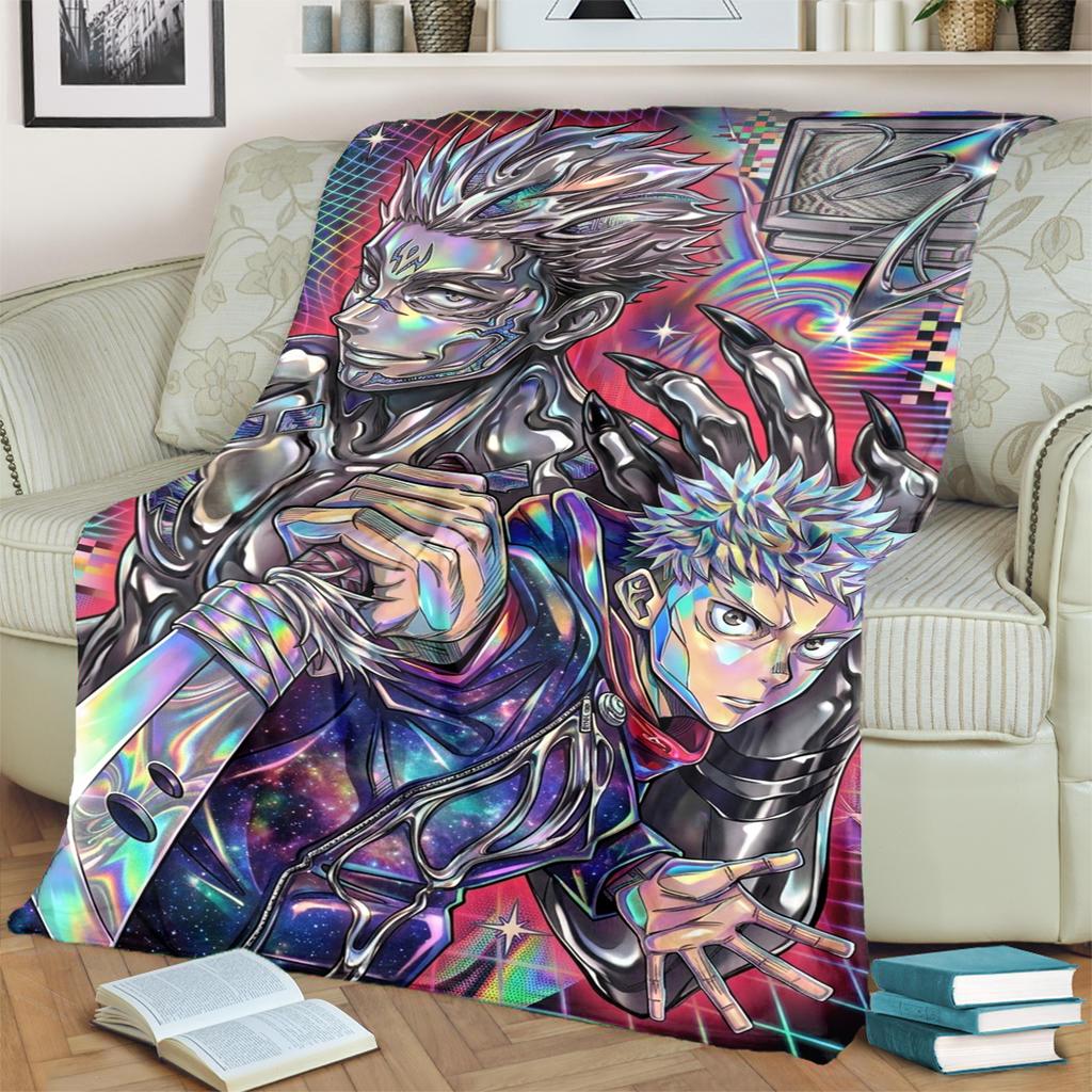 Warm Jujutsu Kaisen Blanket Flannel Material for Bedrooms, Sofas, Beds, Chairs, Picnics, Travel