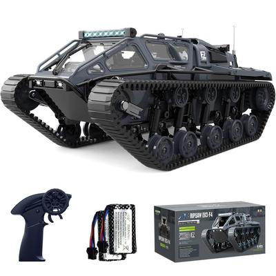 Caterpillar RC Car Kids Popular Off-Road Tank 27CM High Speed Armored Vehicle 2.4Ghz 360 Rotation LED Opening Doors Rechargeable 2 Batteries Electric