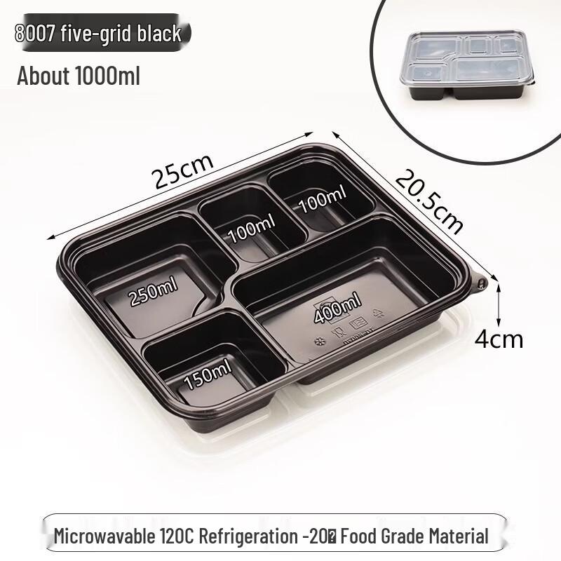 Disposable 5-Compartment Takeout Meal Box