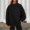 Women's Fashionable Casual Color Round Neck Long Sleeved Pullover Loose Sports Shirt Sweatshirt Top