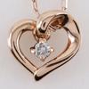 4℃ heart Necklace K10 Pink Gold/diamond heart 1.2g Women Used