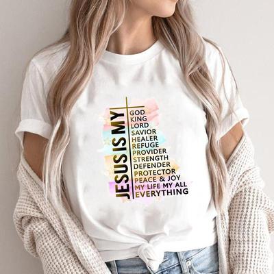 (Asiatische Größe) Graphic Tee T-Shirt Kleidung Lady Casual Fashion Print Weiblich Casual Damen Top Glaube Schöner Buchstabe Niedlich Kurzarm T-Shirts