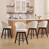 031 Set Moderno de 2 Taburetes Altos, Giratorio con Respaldo y Reposapiés, Elegante Taburete de Barra, Silla con Forma de Concha para Isla de Cocina, Barra y Comedor - Beige