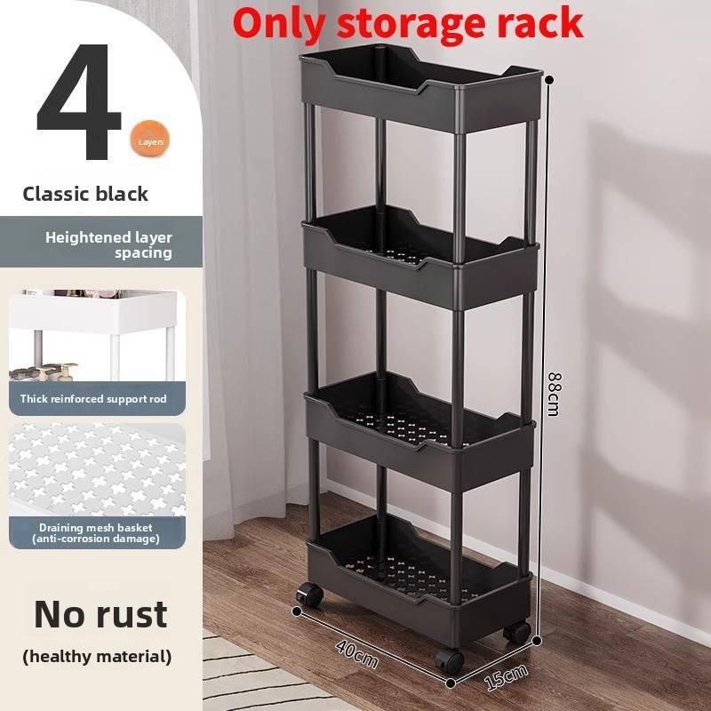 Minimalistyczny Plastikowy 4-poziomowy Wąski Wózek do Przechowywania do Organizacji Łazienki, Kuchni i Szafy