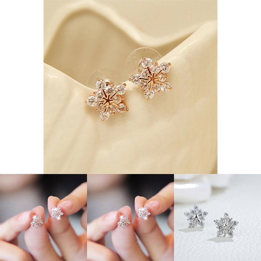 Feiertags-Schneeflocken-Ohrstecker mit Silberfinish für Damen Geschenk-Accessoire