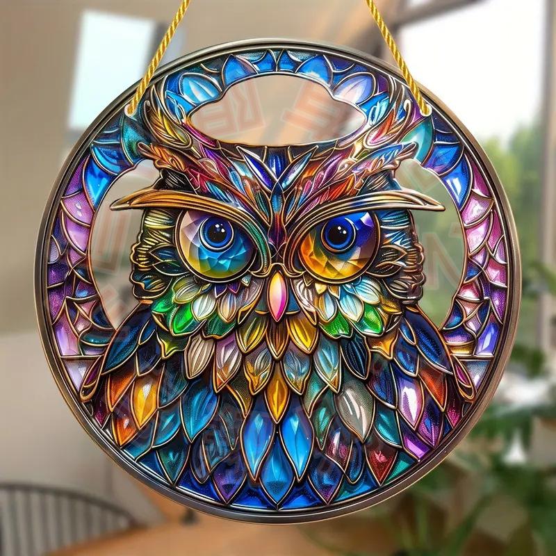 Acrylic Window Decoration Pendant Stained Cat On Desk Panel Decor Indoor Outdoor Garden Decor Or Housewarming Gift