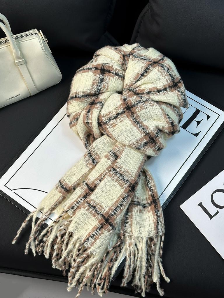 Scarf Women's Autumn and Winter Korean Version Versatile Japanese Plaid 1116 New Student Premium Warm Plaid Scarf Men