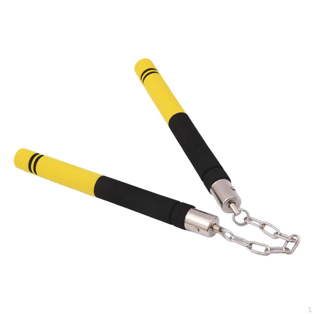 Foam Nunchucks for Kids Adults Toy Nunchakus Sports Practicing Taekwondo Black Yellow