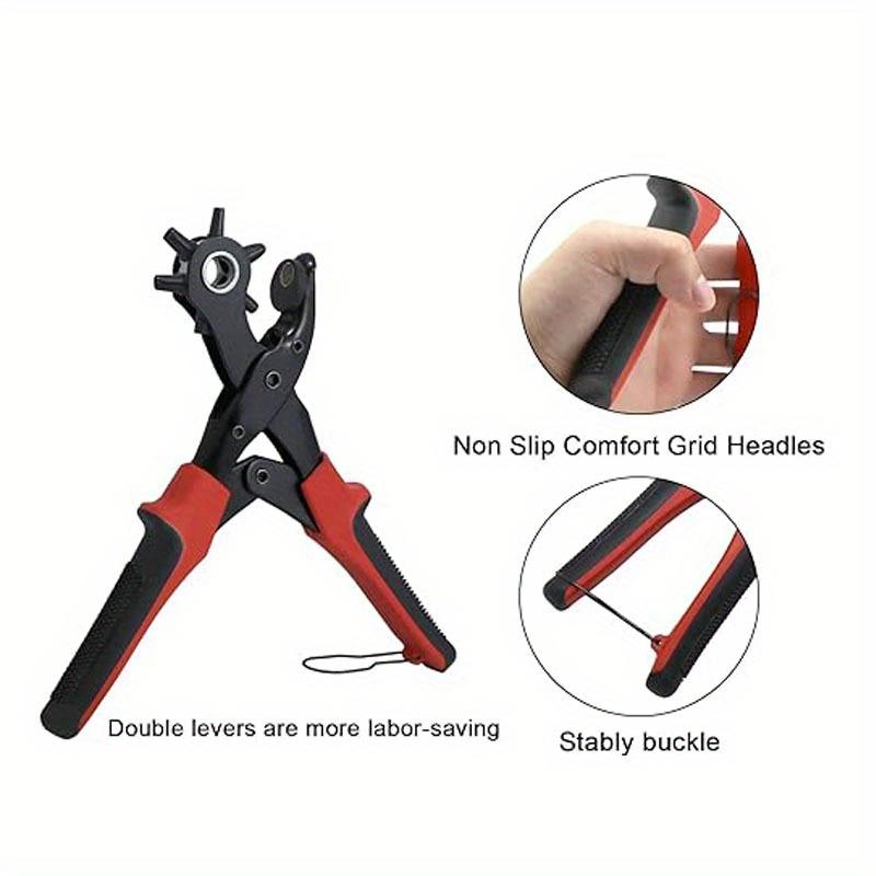 Belt Hole Puncher for Leather Heavy Duty Non-Slip Handle Rotating 6 Heads Belt Hole Puncher for Leather
