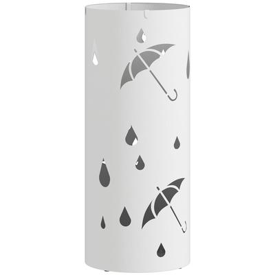 Umbrella Stand Steel Column Shape Removable Bottom Compartment Diameter 17 X 41H Cm White
