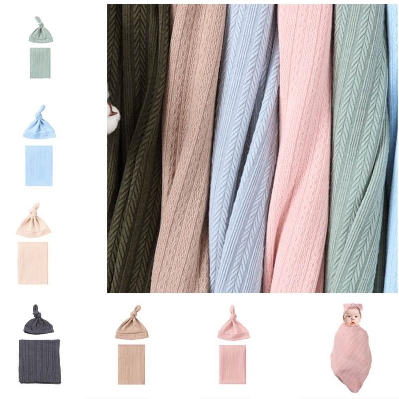 Newborn Baby Blanket Hat Set Breathable Infant Wrap Cloth Receiving Blanket Cotton Bonnet Hat Shower Gift