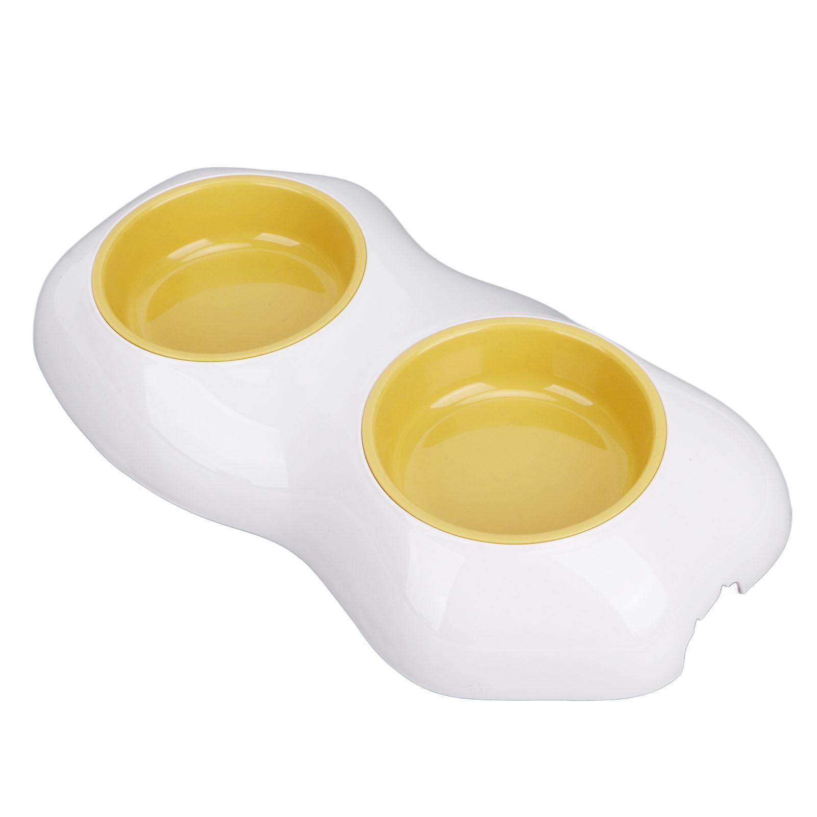 

Pet Bowl Prevent Spill PP Cat Bowl Drinking Water Feeding Dog Bowl for Dog Cat Egg Yellow Double Bowl L