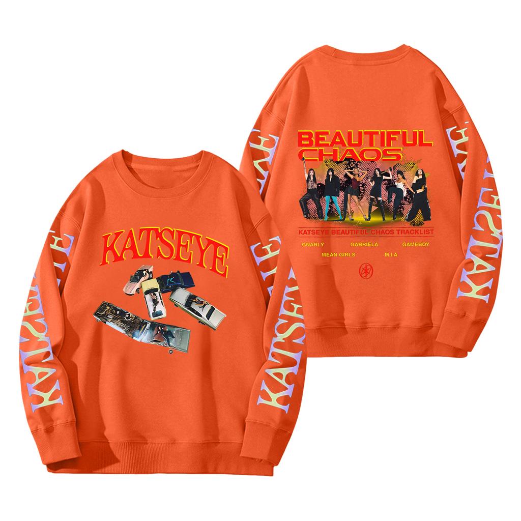 Damenmode Langarm Print Rundhals Lockerer Pullover Sweater Top