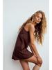 2024 Winter Women's Retro U-Neck Suede Effect Sleeveless Short Dress - European & American Style