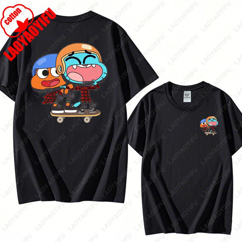 The Amazing World of Gumball Graphic T-shirt Funny Cartoon Anime Tshirt Unisex Cotton Top Cute Preppy Trendy Sweater Clothes Tee