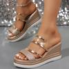 Women's Wedges Sandals Luxury Platform Slippers Sexy Open Toe Women Shoes Shiny High Heels Women Beach Shoes