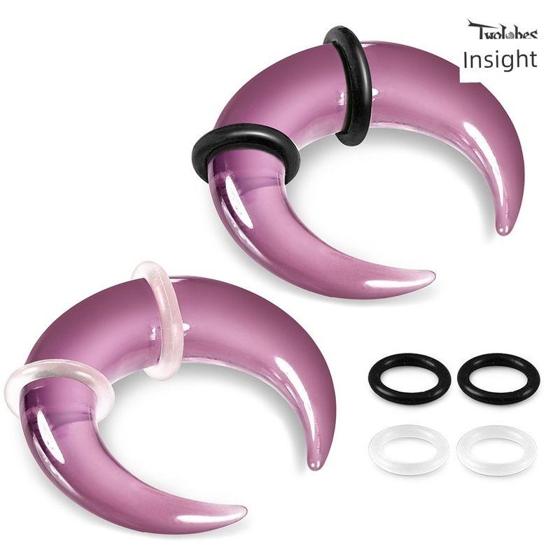 

Двулопастные Видеть Новое Стекло Полумесяц с Резиновыми Ушками для Ремня Пирсинг для Тела, Не Травмирующий Уши, Модная Ювелирная Бижутерия для Ухода за Ушами #1575 Glass Crescent Fuchsia 1.6mm(Single)