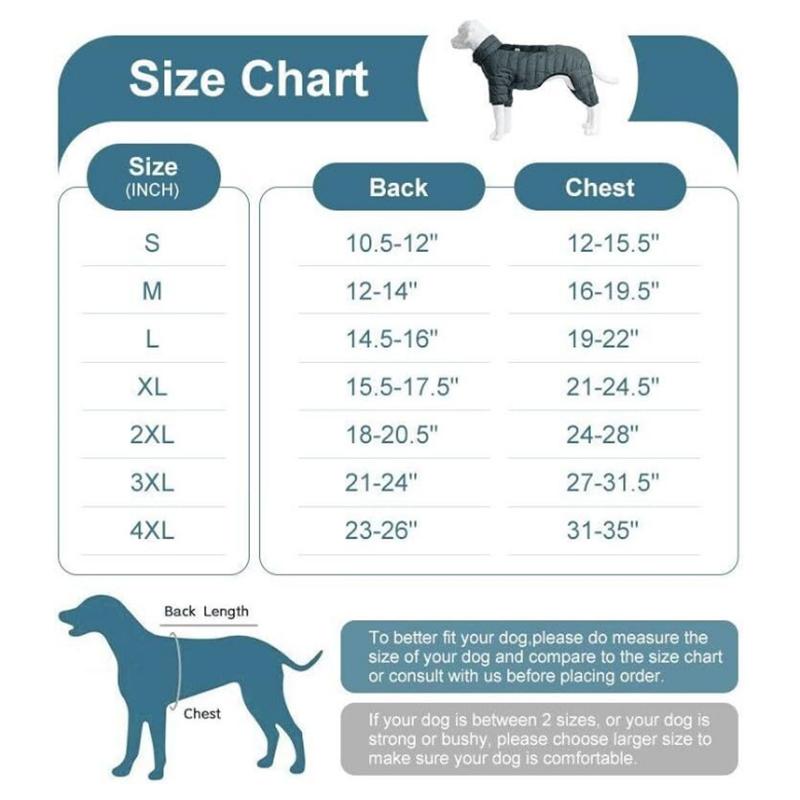Dog Thicken Cotton-padded Coat Pet Warm Down Jacket Windproof 4 Legs Pet Outfit Winter Greyhound Husky Corgi Chihuahua Clothes