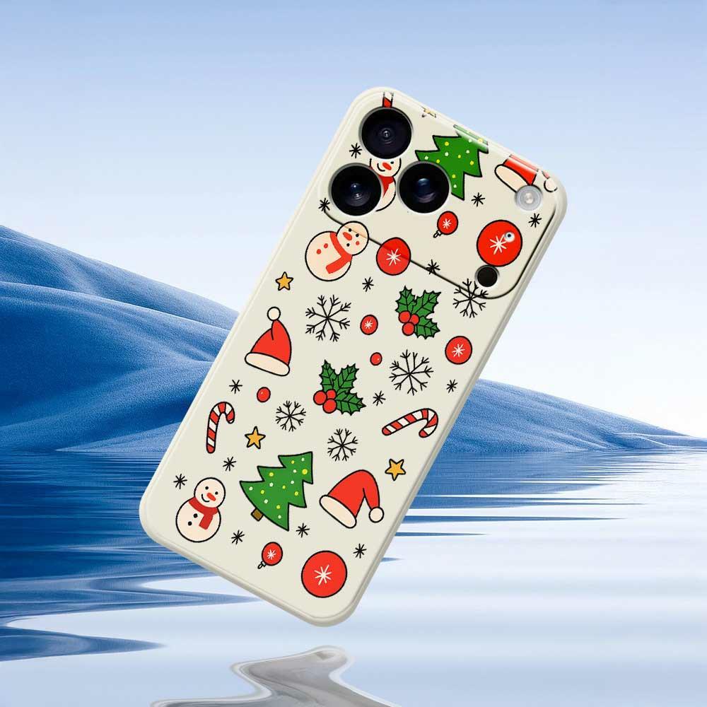 For iPhone 17 Pro Max Case Christmas Elements Pattern Printing Straight Edge TPU Phone Back Cover