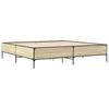 Bed Frame in Sonoma Oak Finish 200 x 200 cm Made of Engineered Wood and Metal