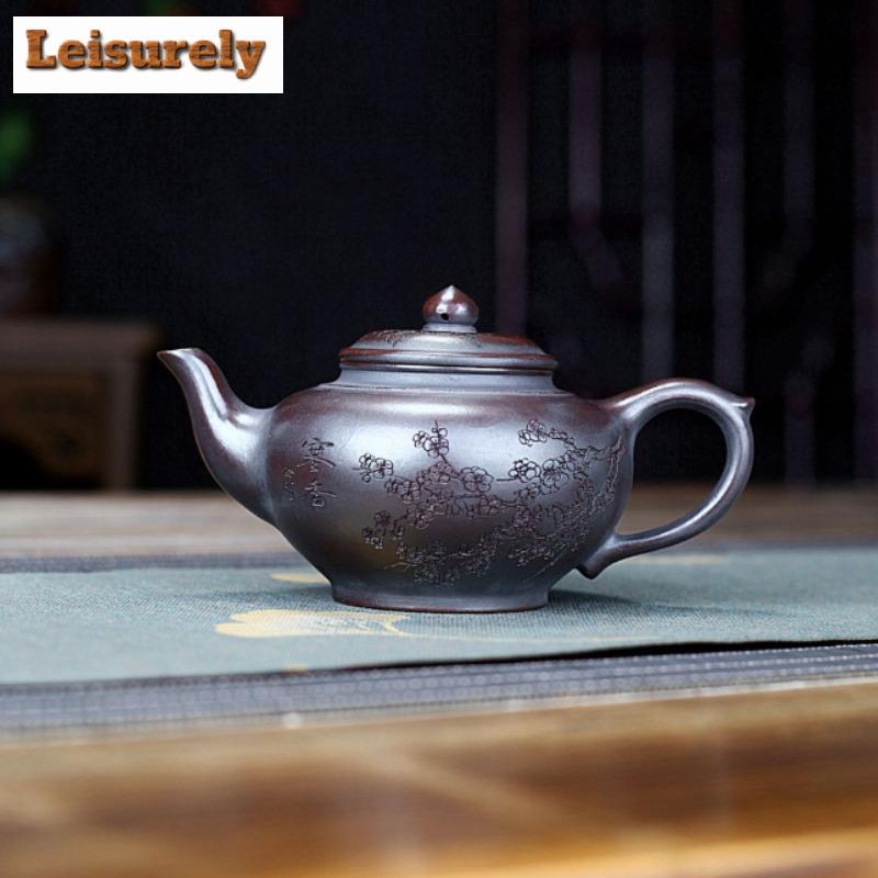 290ml Boutique Yixing Purple Clay Teapots Handmade Laughing Sakura Pot Raw Ore Antique Red Mud Tea Brewing Kettle Zisha Tea Set