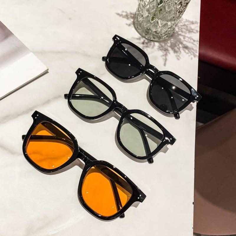 Lunettes de soleil pour femmes, monture noire, poudre, blush, sans maquillage, embellissement de soi, monture carrée large