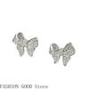 Micro-inlaid Zircon Earrings Bow Small and Versatile Earrings for Women Europe and America