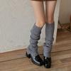 Women's Slouchy Leg Warmers with Side Split Buttons Solid Color Ribbed Knitted Leg Covers Footless Knee Length Socks