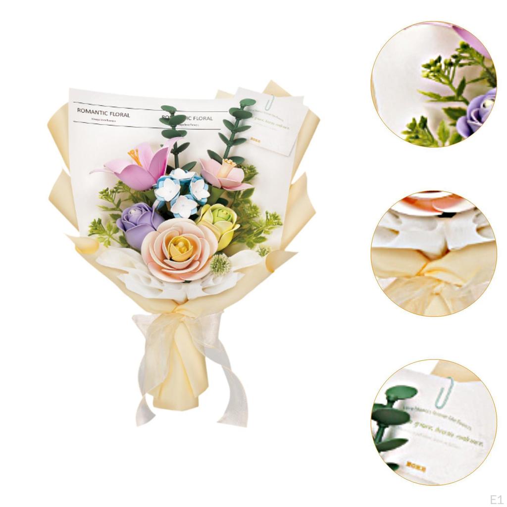 Flowers Bouquet Building Set Spring Toys Home Decor 3D Puzzle Artificial Blocks for