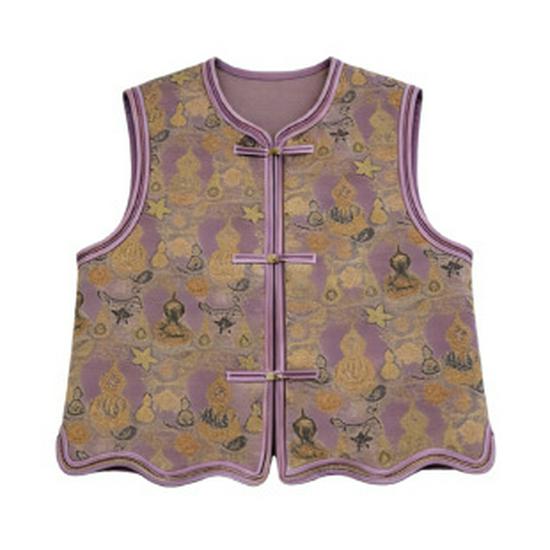 

Spring Floral Vest for Mothers - Chinese Style, Casual Outerwear for Mid-aged and Elderly Women 3XL фиолетовый