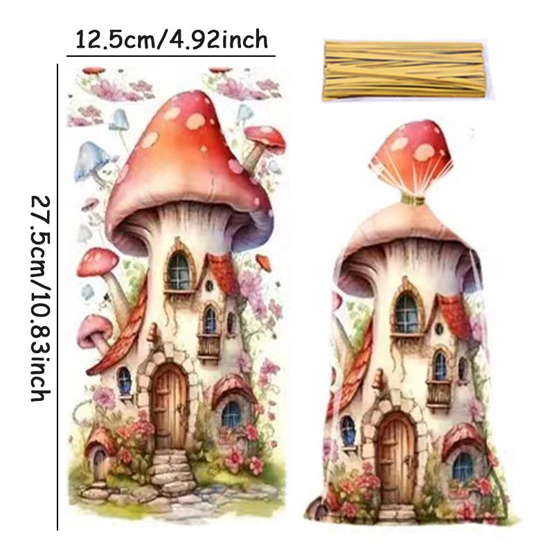 

50 шт. подарочная упаковка конфет для вечеринки в стиле джунглей с грибами, сумка для упаковки печенья, товары для дня рождения в дикой природе и ботаническом саду other