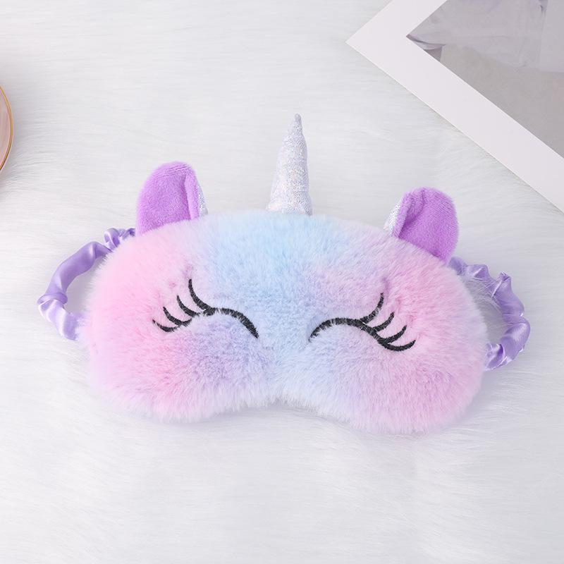 Unicorn Ears Plush Eye Mask with Embroidered Rabbit Design for Sleep Shading