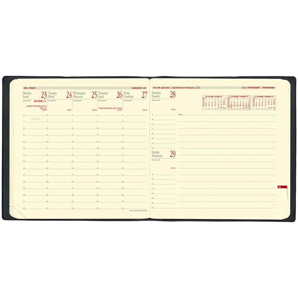 Quo Vadis Executive Note 4/Club Diary (Starting April 2025) (Weekly Vertical, Square Size, 16x16cm) Red, QUOVADIS Qv60202rd