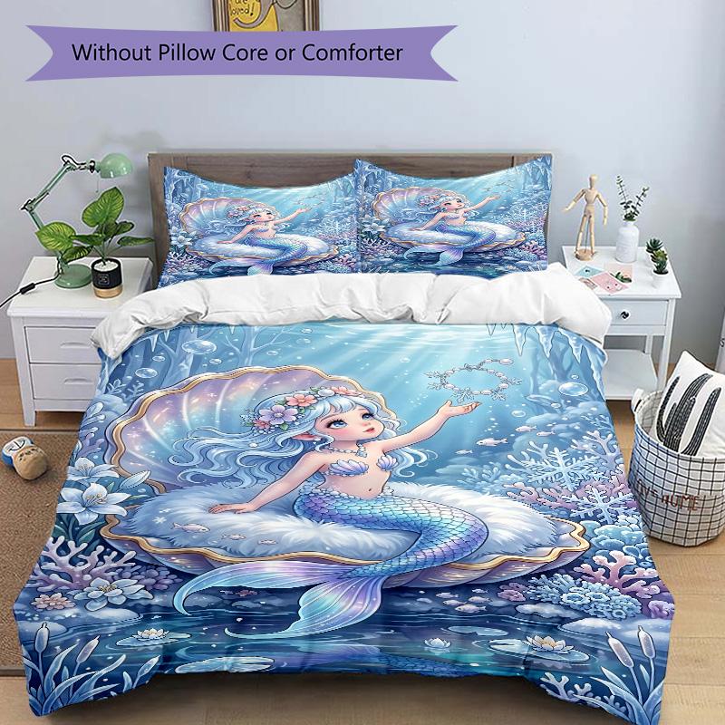 Mermaid Shell Garden Print 3Pcs Bedding Setduvet Cover With 2 Bedropillowcase Home Birthday Gift