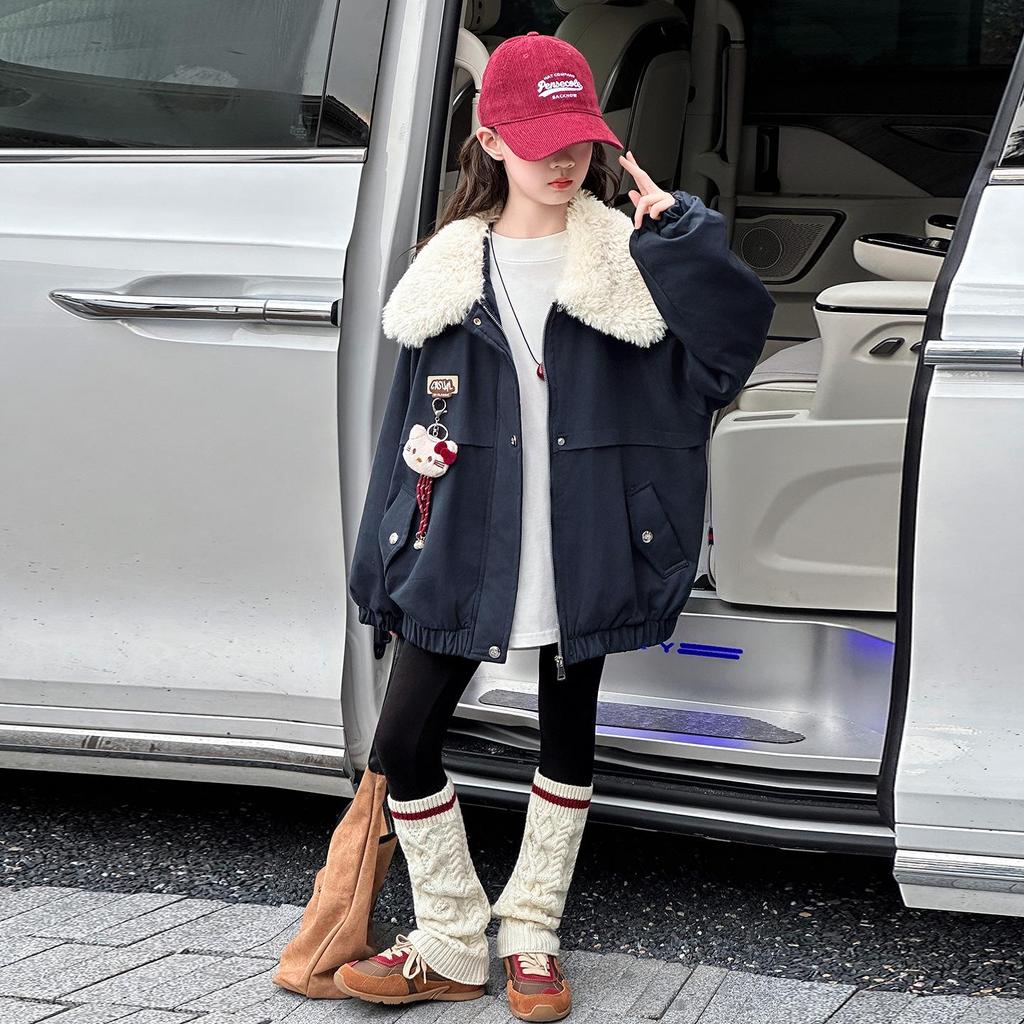 Girls' Quilted Coat - 2025 Autumn/Winter Trendy Thickened Cotton Jacket for Big Children